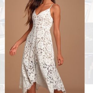 White Lace Midi Dress